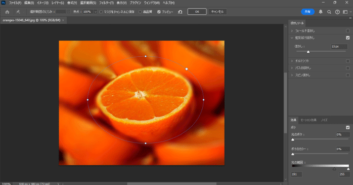 虹彩絞りぼかしを適用する